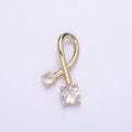 14K Gold plated Double CZ Twirl Band Charm | AA1202 - DLUXCA