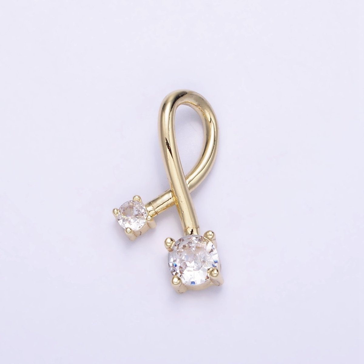 14K Gold plated Double CZ Twirl Band Charm | AA1202 - DLUXCA