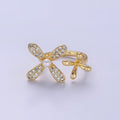 14K Gold plated Double Flower Pearl Micro Paved Wrap Ring | O115 - DLUXCA