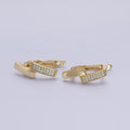 14K Gold plated Double Rectangular Bar Micro Paved CZ English Lock Earrings | AB1525 - DLUXCA