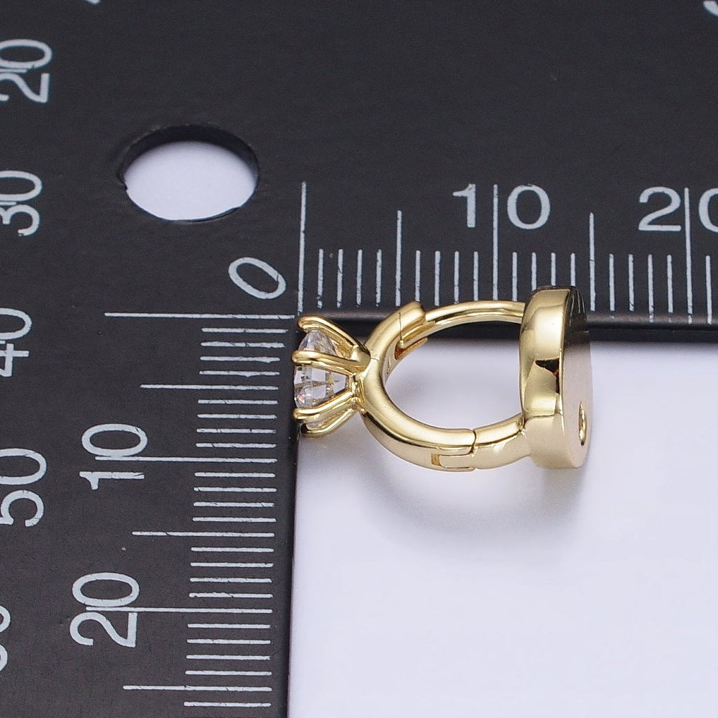14K Gold plated Double Sided Round Clear CZ Dotted 11mm Cartilage Huggie Earrings | AD1463 - DLUXCA