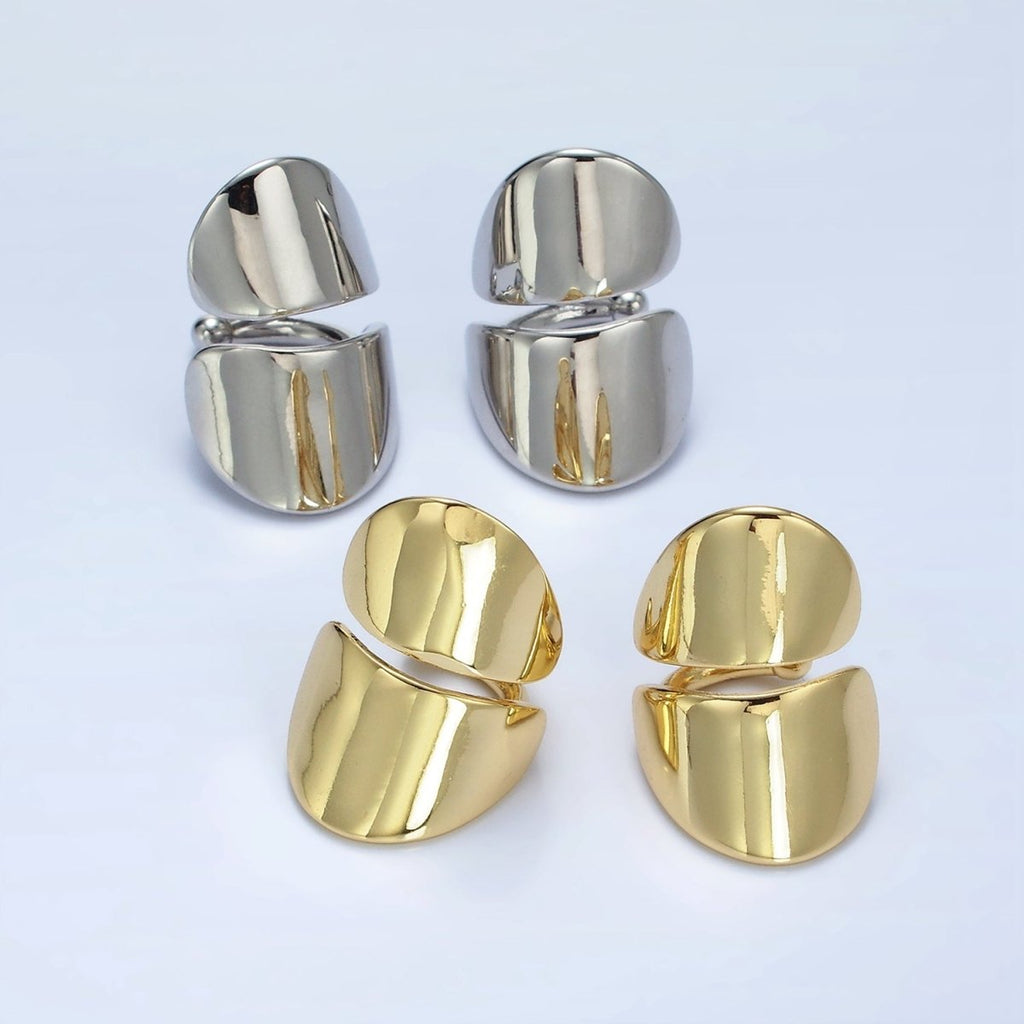 14K Gold plated Double Wide Band 1 Pair Ear Cuff Earrings in Gold & Silver | AI159 AI160 - DLUXCA