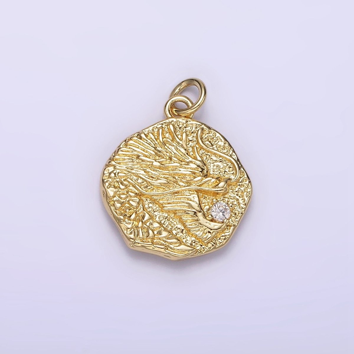 14K Gold plated Dragon "龍" Traditional Chinese Script Double Sided Hammered Charm | AG276 - DLUXCA