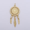 14K Gold plated Dream Catcher Charm Necklace Pendant Boho Charm for Jewelry Making Bohemian Inspired C-431 - DLUXCA