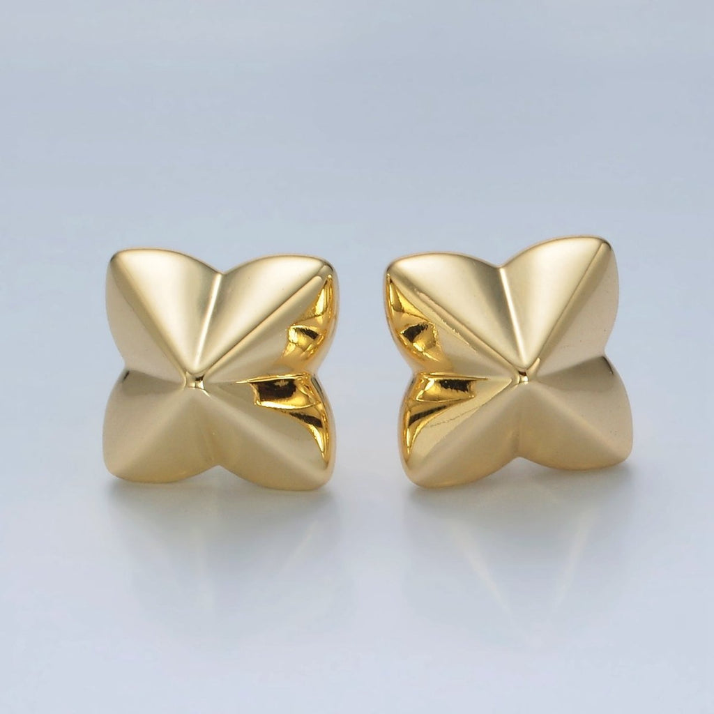 Gold Edged Flower Lightweight Stud Earrings in Gold & Silver | AD701 AD702