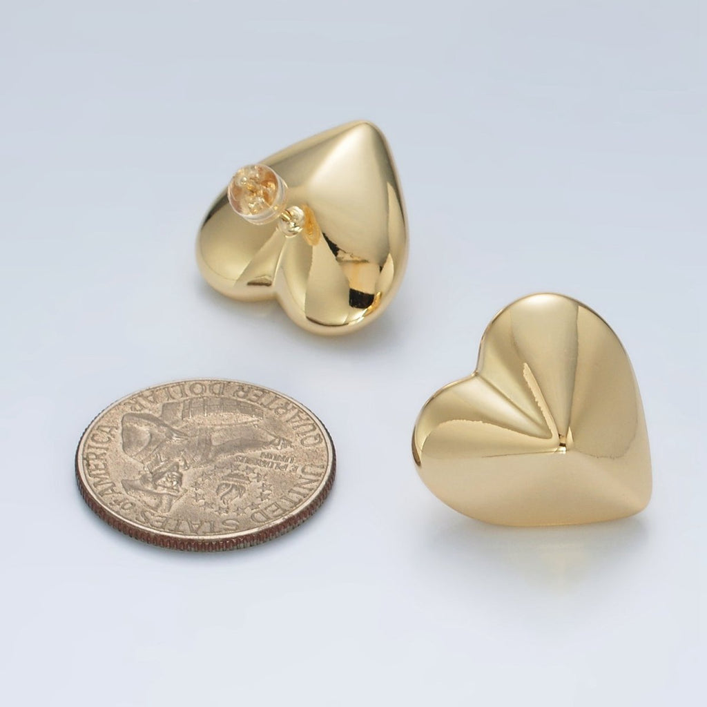 Edged Heart Lightweight Stud Earrings in Gold & Silver | AD709 AD710