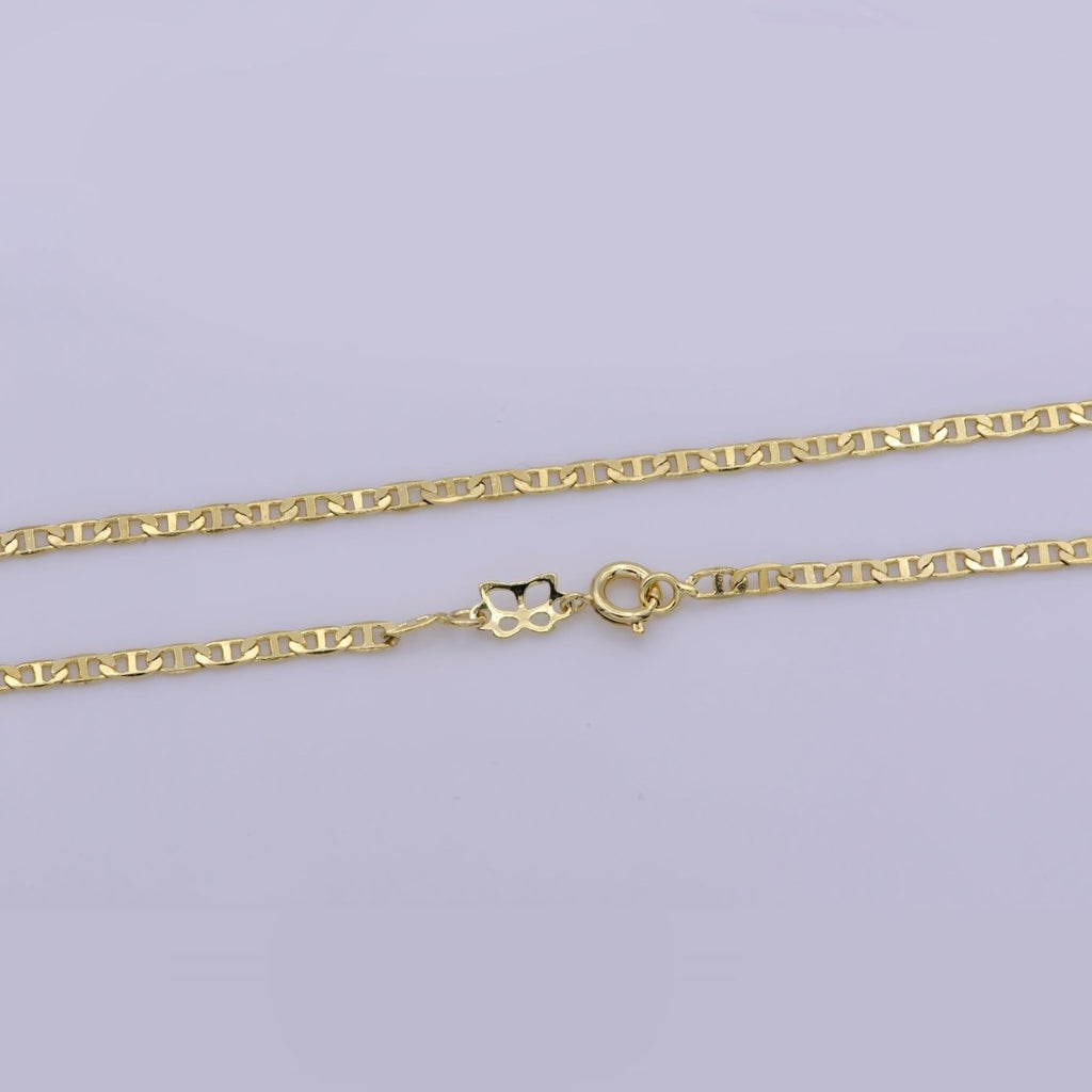 14K Gold plated Edged Mariner Unisex 16 Inch Choker Chain Necklace | WA-391 Clearance Pricing - DLUXCA