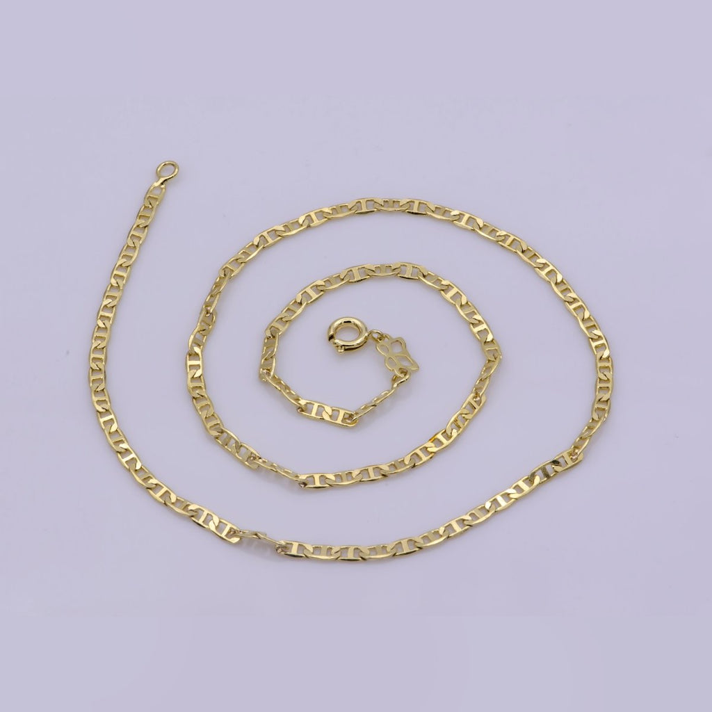 14K Gold plated Edged Mariner Unisex 16 Inch Choker Chain Necklace | WA-391 Clearance Pricing - DLUXCA