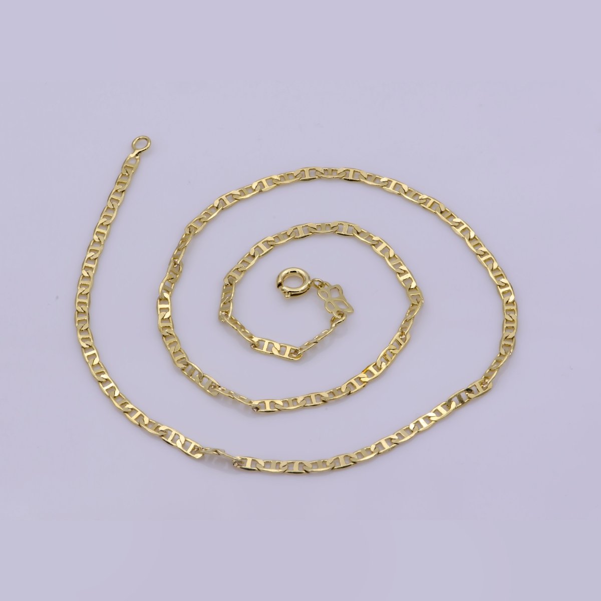 14K Gold plated Edged Mariner Unisex 16 Inch Choker Chain Necklace | WA-391 Clearance Pricing - DLUXCA