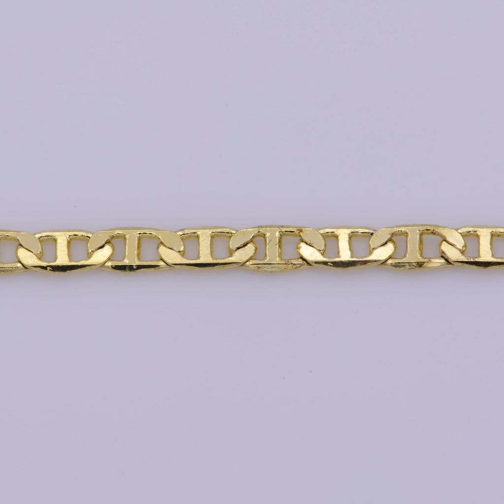 14K Gold plated Edged Mariner Unisex 16 Inch Choker Chain Necklace | WA-391 Clearance Pricing - DLUXCA