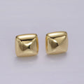 14K Gold plated Edged Square Rhombus Dome Minimalist Stud Earrings | V298 - DLUXCA