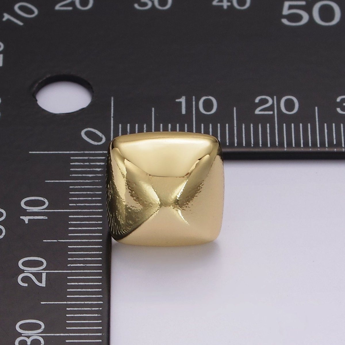 14K Gold plated Edged Square Rhombus Dome Minimalist Stud Earrings | V298 - DLUXCA