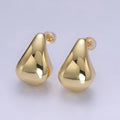14K Gold plated Edged Teardrop C-Shaped Hoop Earrings in Gold & Silver | AB1144 AB1145
