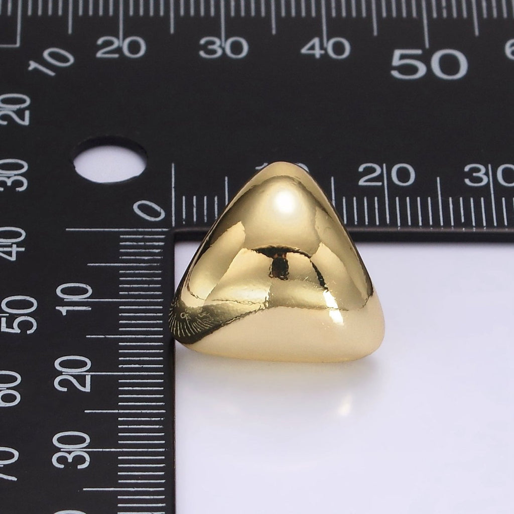 14K Gold plated Edged Triangle Dome Minimalist Stud Earrings | V452 - DLUXCA