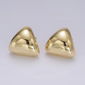 14K Gold plated Edged Triangle Dome Minimalist Stud Earrings | V452 - DLUXCA