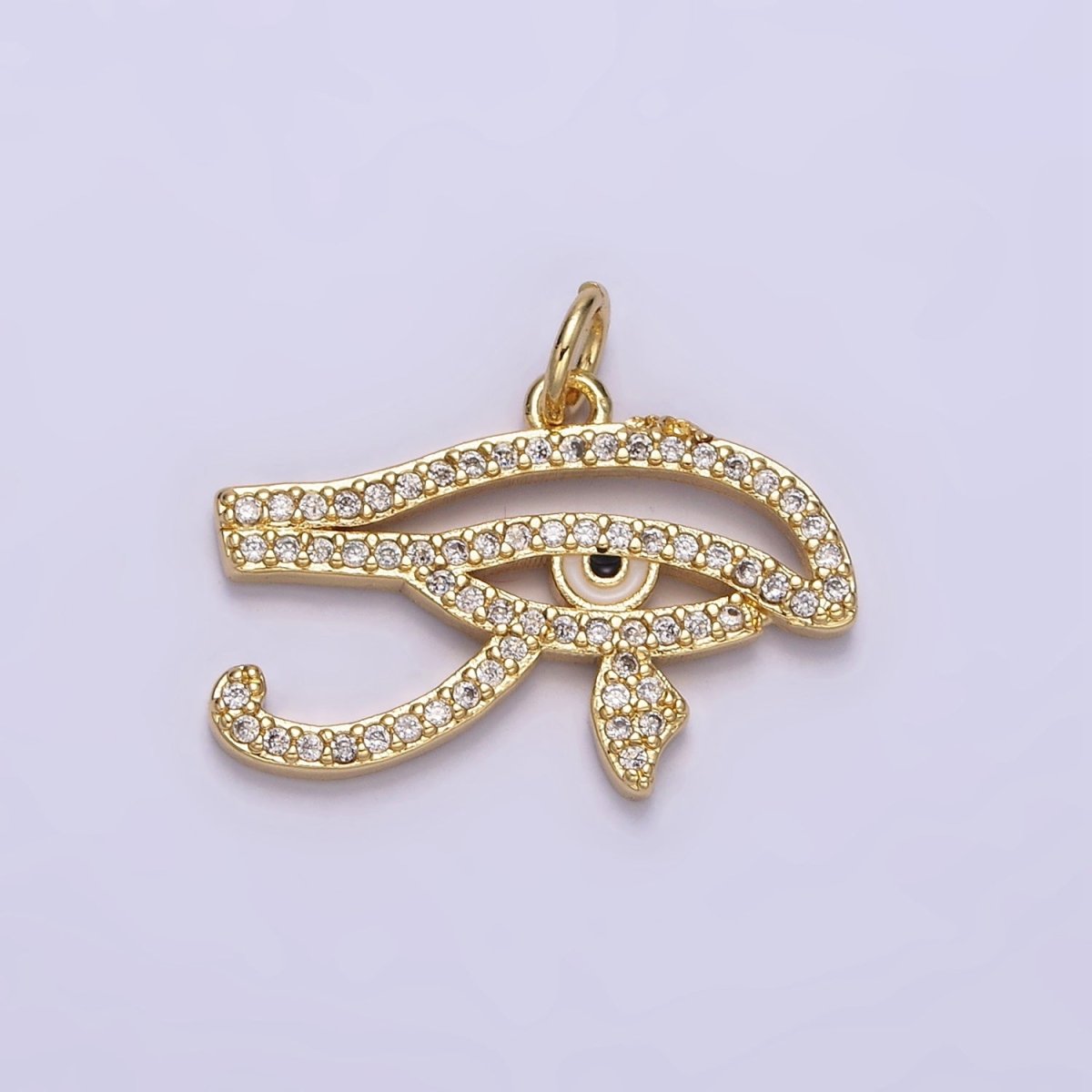 14K Gold plated Egyptian Evil Eye Micro Paved CZ Charm | AC1414 - DLUXCA