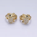 14K Gold plated Elephant Micro Paved CZ Cartilage Huggie Earrings | AD1383 - DLUXCA