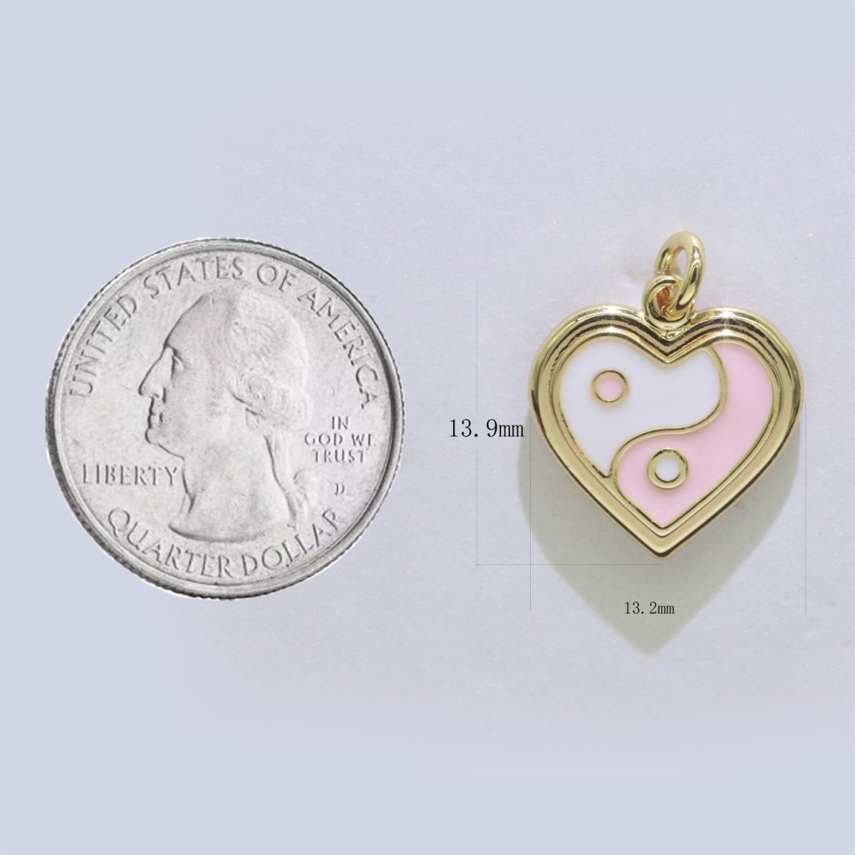 14K Gold plated Enamel Y2K Jewelry Colorful Enamel Yin yang Charm Heart Pendant E-878 E-879 E-880 - DLUXCA