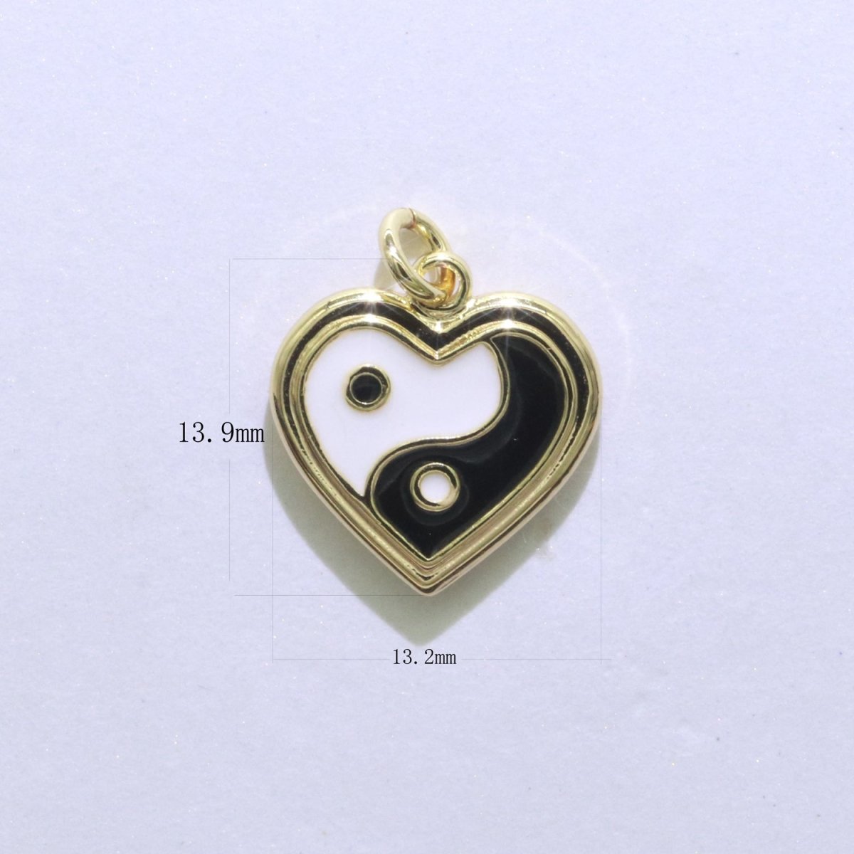 14K Gold plated Enamel Y2K Jewelry Colorful Enamel Yin yang Charm Heart Pendant E-878 E-879 E-880 - DLUXCA