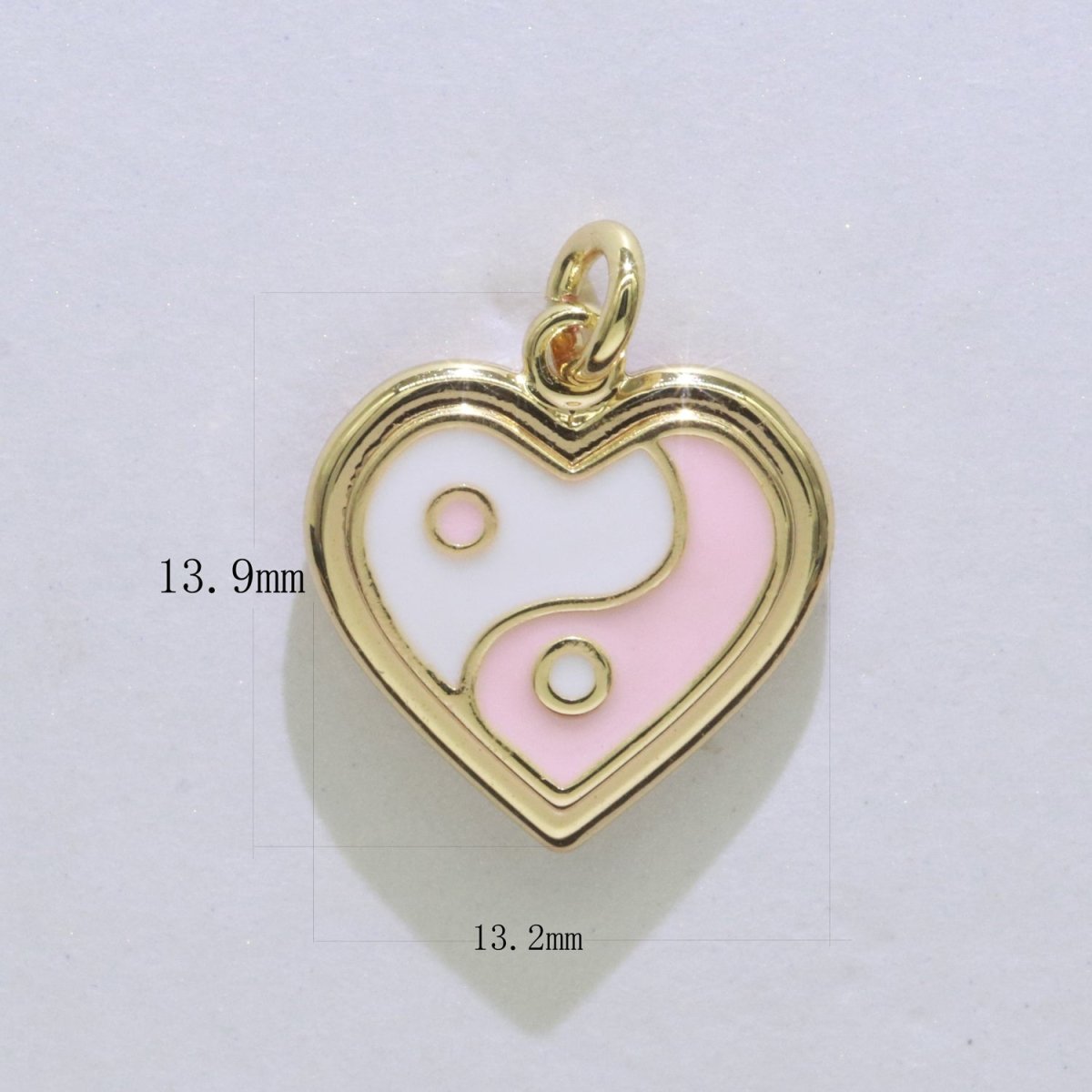 14K Gold plated Enamel Y2K Jewelry Colorful Enamel Yin yang Charm Heart Pendant E-878 E-879 E-880 - DLUXCA