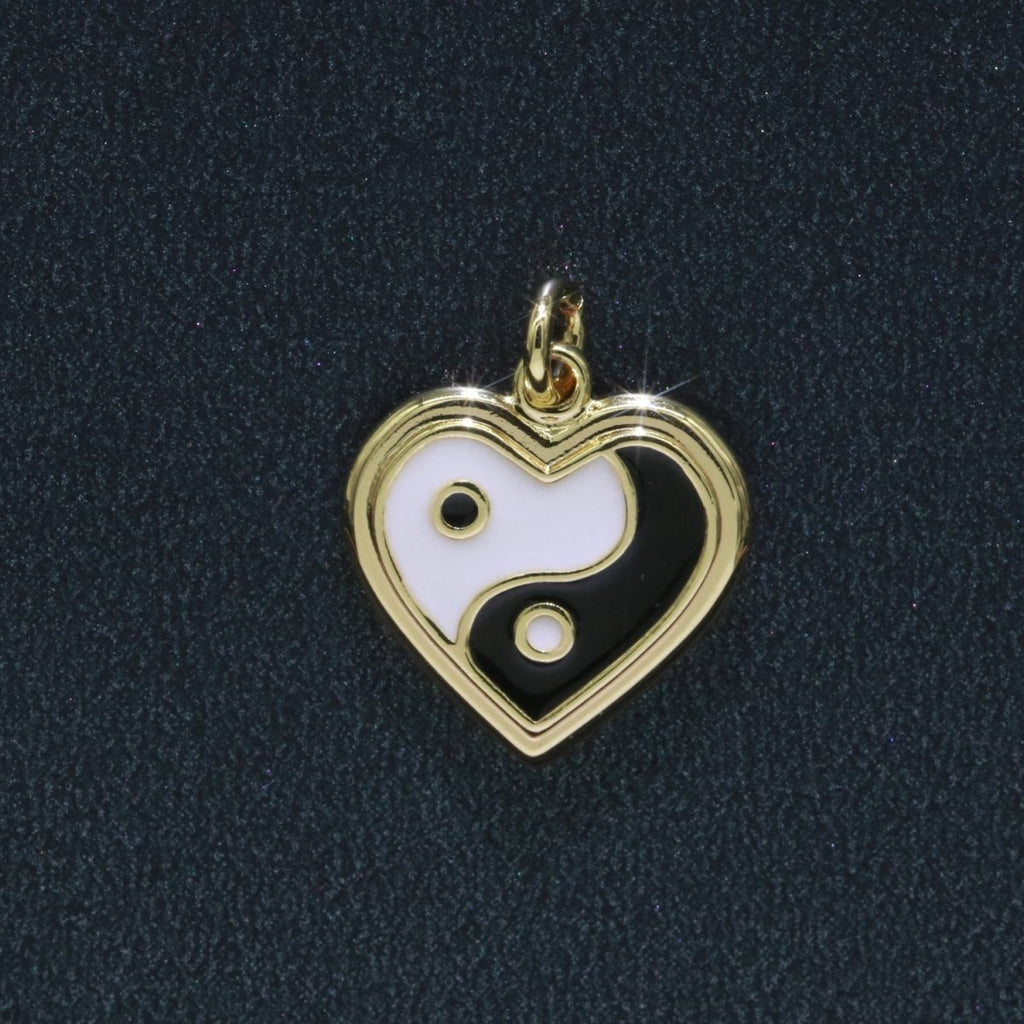 14K Gold plated Enamel Y2K Jewelry Colorful Enamel Yin yang Charm Heart Pendant E-878 E-879 E-880 - DLUXCA