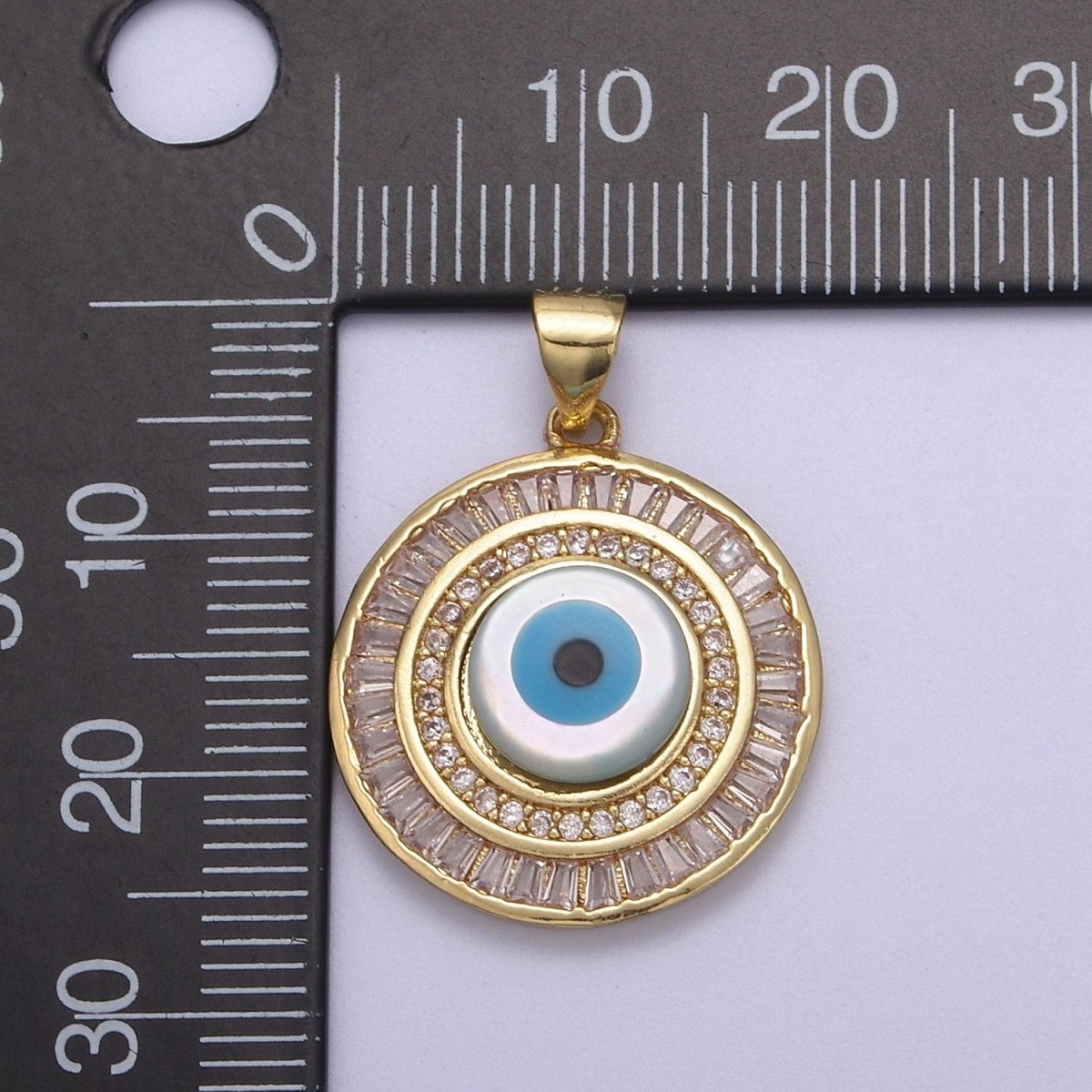 14k Gold plated Evil Eye Charm Micro Pave Evil Eye Pendant For Talisman Amulet Jewelry Making Dangle Jewelry H-780 - DLUXCA