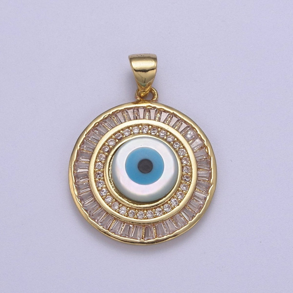 14k Gold plated Evil Eye Charm Micro Pave Evil Eye Pendant For Talisman Amulet Jewelry Making Dangle Jewelry H-780 - DLUXCA