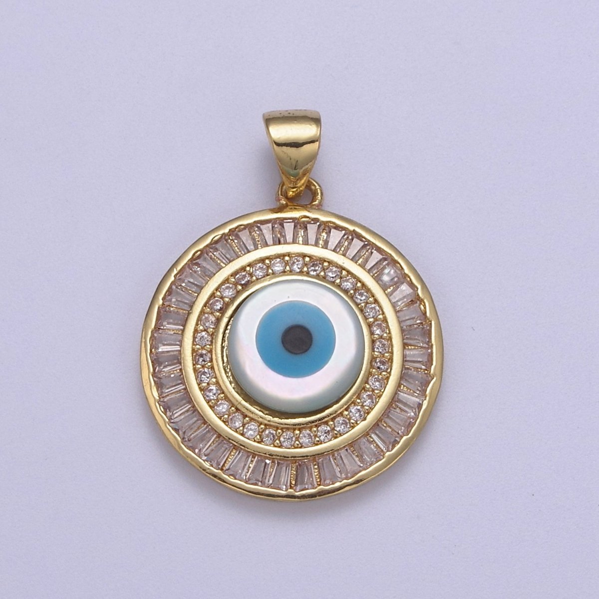14k Gold plated Evil Eye Charm Micro Pave Evil Eye Pendant For Talisman Amulet Jewelry Making Dangle Jewelry H-780 - DLUXCA