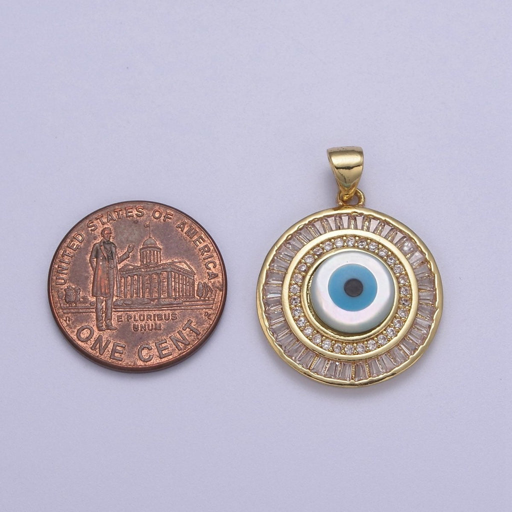 14k Gold plated Evil Eye Charm Micro Pave Evil Eye Pendant For Talisman Amulet Jewelry Making Dangle Jewelry H-780 - DLUXCA