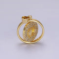 14K Gold plated Evil Eye Clear Micro Paved CZ Double Sided Spinning Round Pendant | N1288 - DLUXCA