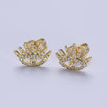14K Gold plated Evil Eye Clear Micro Paved CZ Protection Stud Earrings | AB322 - DLUXCA