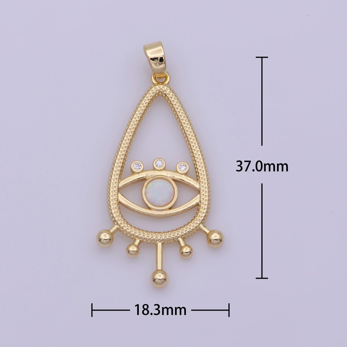 14K Gold plated Evil Eye Gold White Opal Talisman Charm Pendant, Teardrop Pendant Lucky Medallion Pendant For Earring DIY Jewelry Making N-495 N-496