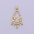 14K Gold plated Evil Eye Gold White Opal Talisman Charm Pendant, Teardrop Pendant Lucky Medallion Pendant For Earring DIY Jewelry Making N-495 N-496