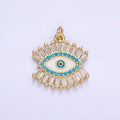 14K Gold plated Evil Eye Micro Paved Baguette CZ Eye Charm | W505 - DLUXCA
