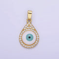 14K Gold plated Evil Eye Micro Paved CZ Teardrop Pendant | AA1173 - DLUXCA
