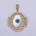 14K Gold plated Evil Eye Pendant With Shell Pearl Encrusted with Clear Cubic Zirconia CZ Talisman Amulet Pendant For DIY Jewelry Necklace Making H-829 - DLUXCA