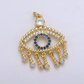 14K Gold plated Eye Charm - Evil Eye Pendant Necklace - Gold Evil Eye Layering Necklace - Amulet Jewelry Gold medallion Dangle Charm D-867 - DLUXCA