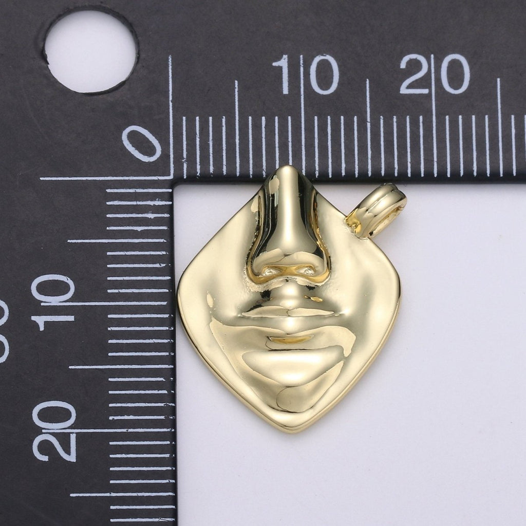 14k Gold plated Face Charm Necklace pendants, Silhouette Charms Cameo Pendant Abstract Face Medallion Charm for Necklace Supply I-867 - DLUXCA