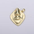 14k Gold plated Face Charm Necklace pendants, Silhouette Charms Cameo Pendant Abstract Face Medallion Charm for Necklace Supply I-867 - DLUXCA
