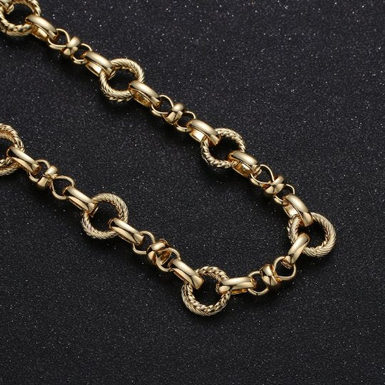 14k Gold plated Fancy Chain by Yard, Link Cable Double Eternity Chain Wholesale bulk Chain Jewelry Making | ROLL-307 Clearance Pricing - DLUXCA