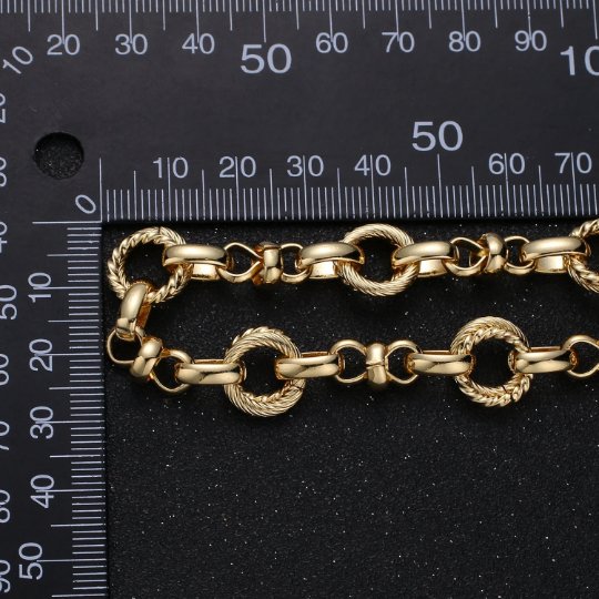 14k Gold plated Fancy Chain by Yard, Link Cable Double Eternity Chain Wholesale bulk Chain Jewelry Making | ROLL-307 Clearance Pricing - DLUXCA
