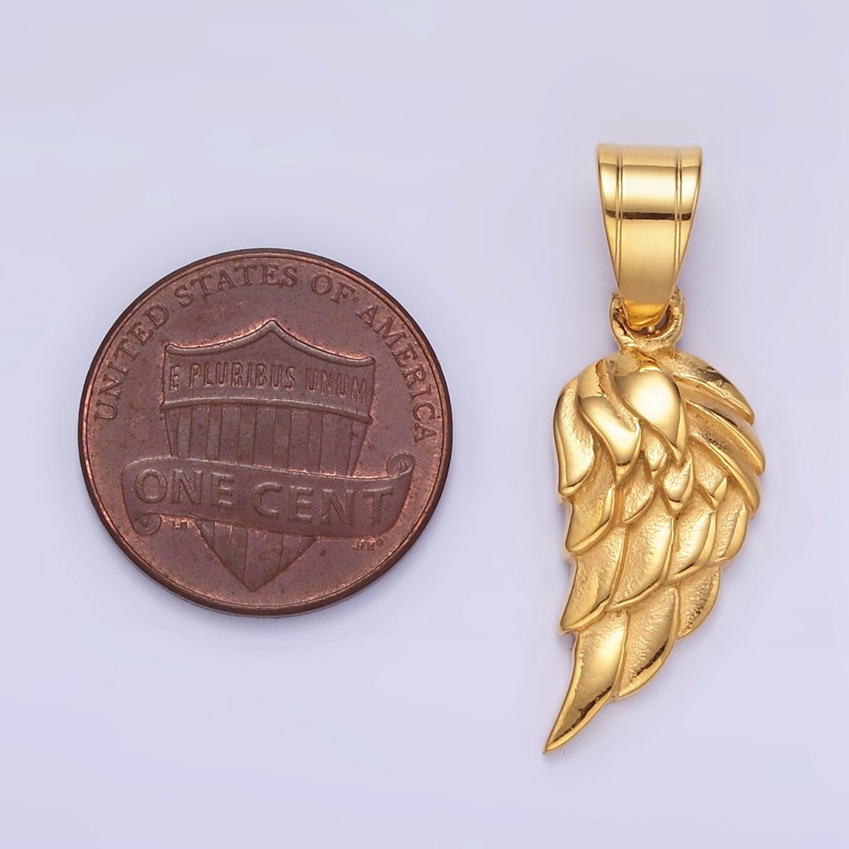 14K Gold plated Feather Angel Wing Minimalist Pendant | P1457 - DLUXCA