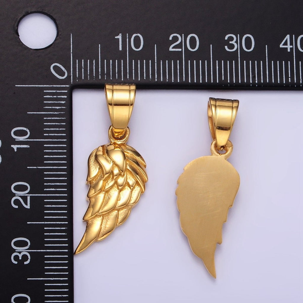14K Gold plated Feather Angel Wing Minimalist Pendant | P1457 - DLUXCA