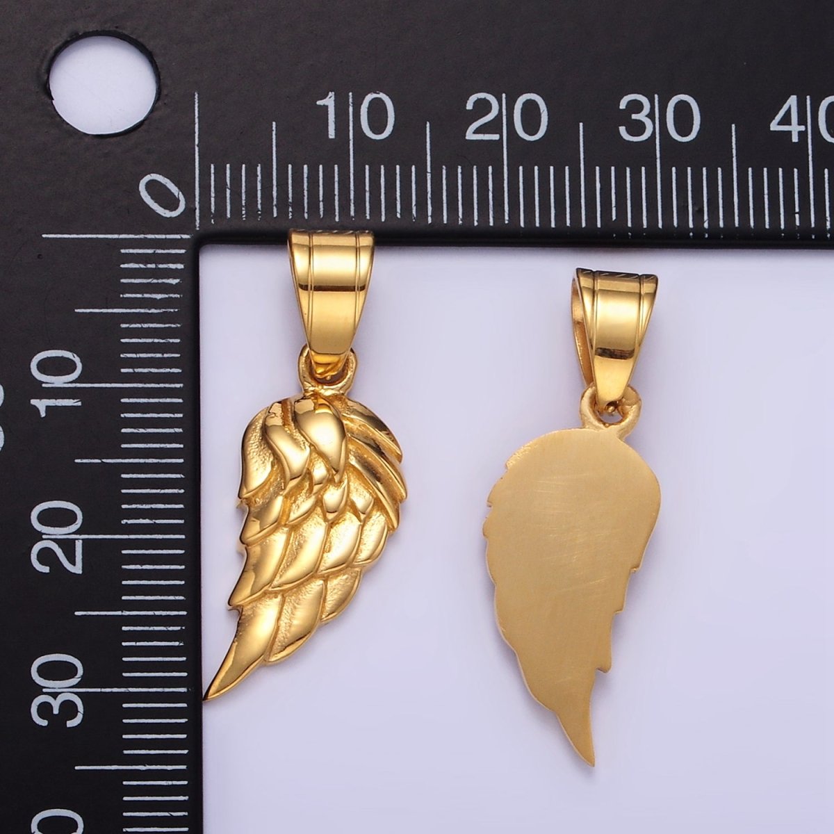 14K Gold plated Feather Angel Wing Minimalist Pendant | P1457 - DLUXCA
