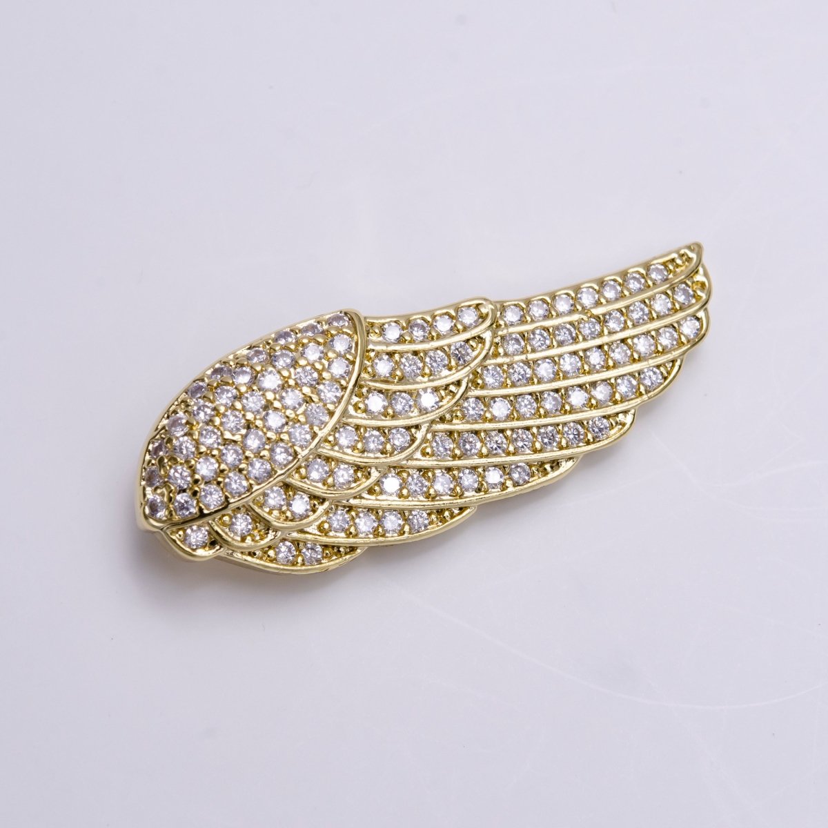 14K Gold plated Feather Wings Micro Paved CZ Bail Pendant | AA542 - DLUXCA