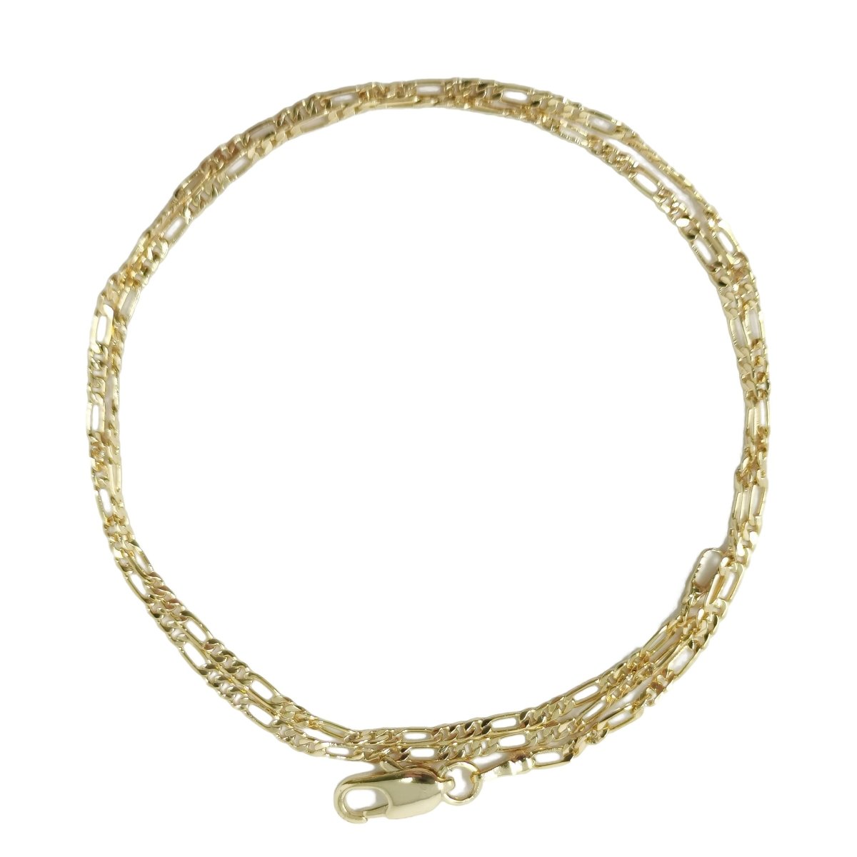 14K Gold plated Figaro Chain Necklace, 17.8 Inches Figaro Necklace, 2mm Minimalist Gold Chain | CN-912 - DLUXCA