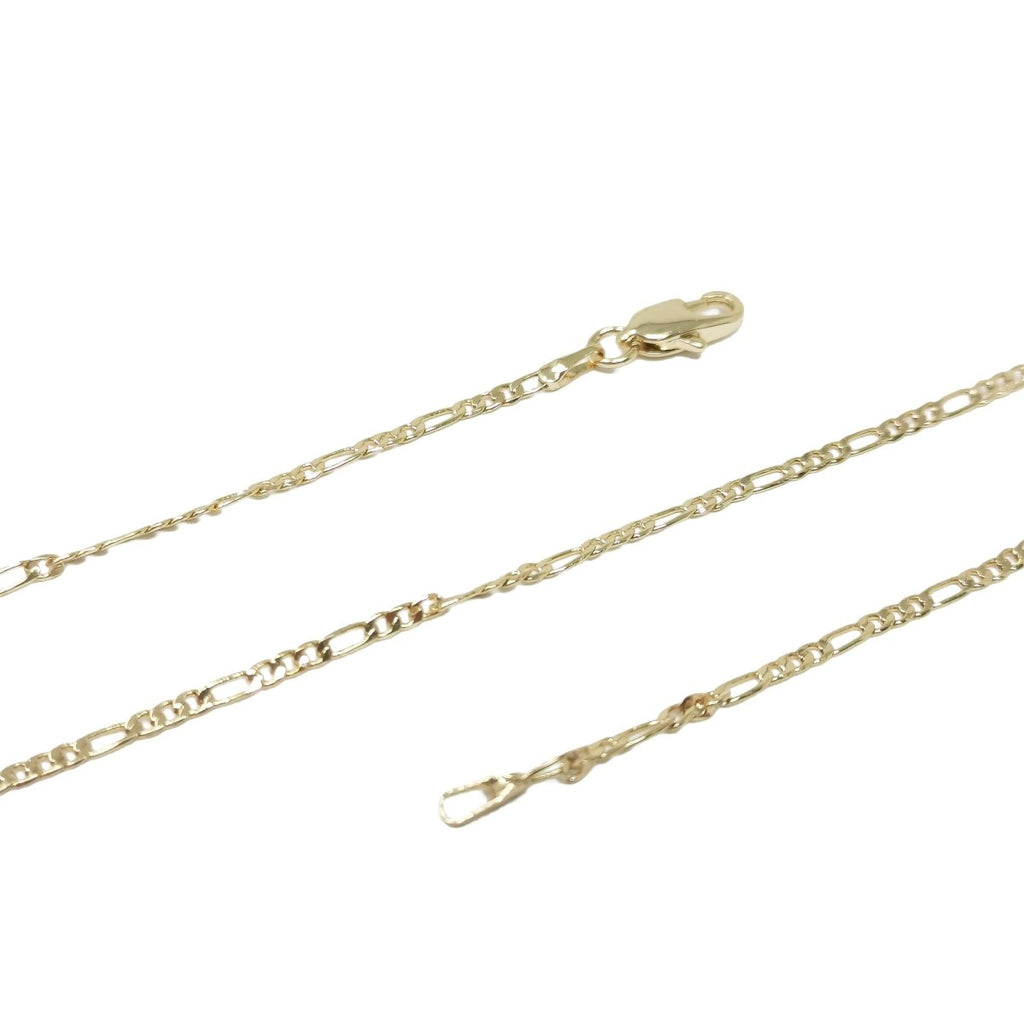 14K Gold plated Figaro Chain Necklace, 17.8 Inches Figaro Necklace, 2mm Minimalist Gold Chain | CN-912 - DLUXCA