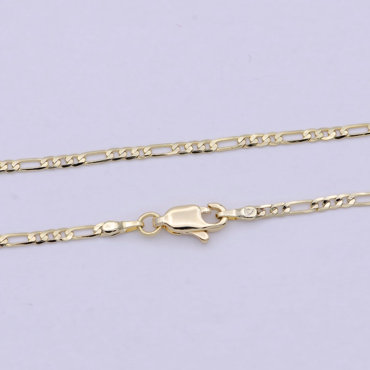 14K Gold plated Figaro Chain Necklace Lead Nickel Free 1.8mm Figaro Ready To Wear | WA-799 Clearance Pricing - DLUXCA