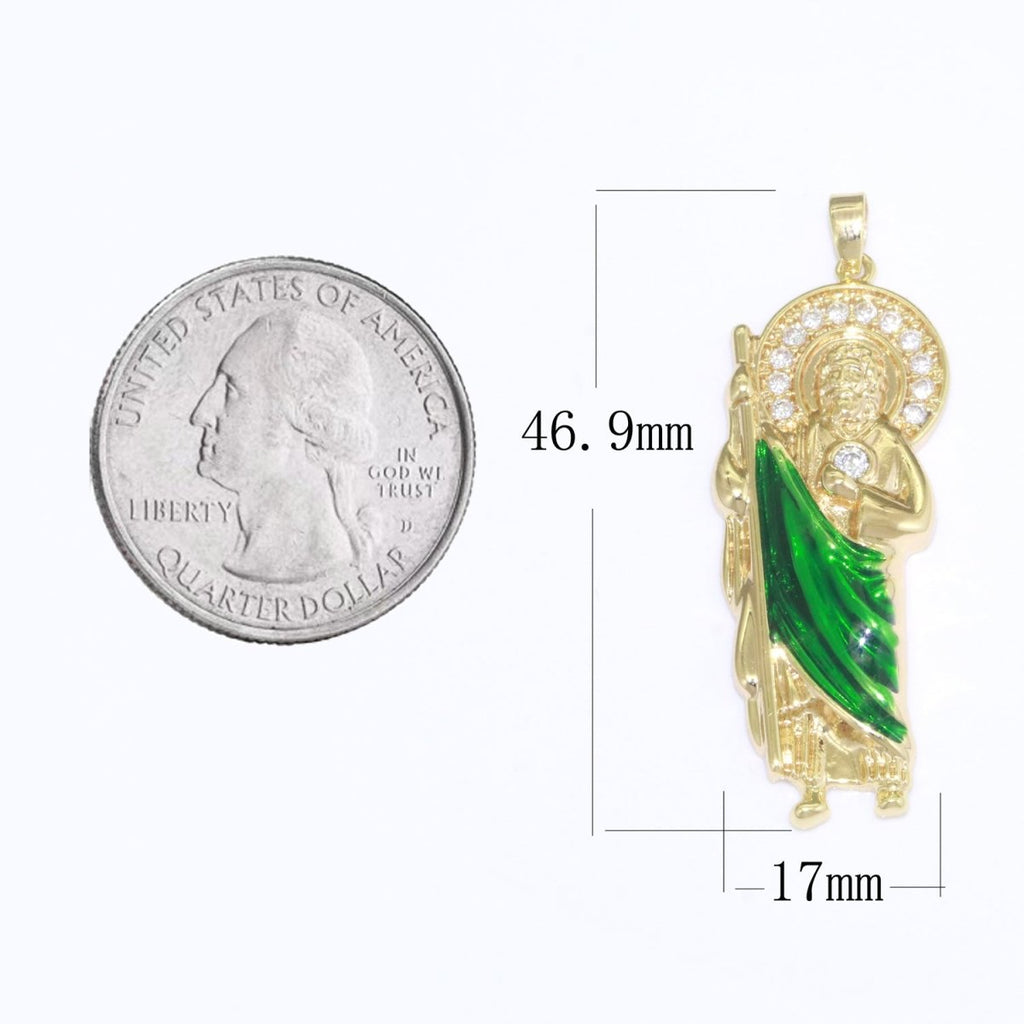14K Gold plated Figure San Judas Charm Saint Jude Pendant Hope Saint Pendant N-1332 - DLUXCA