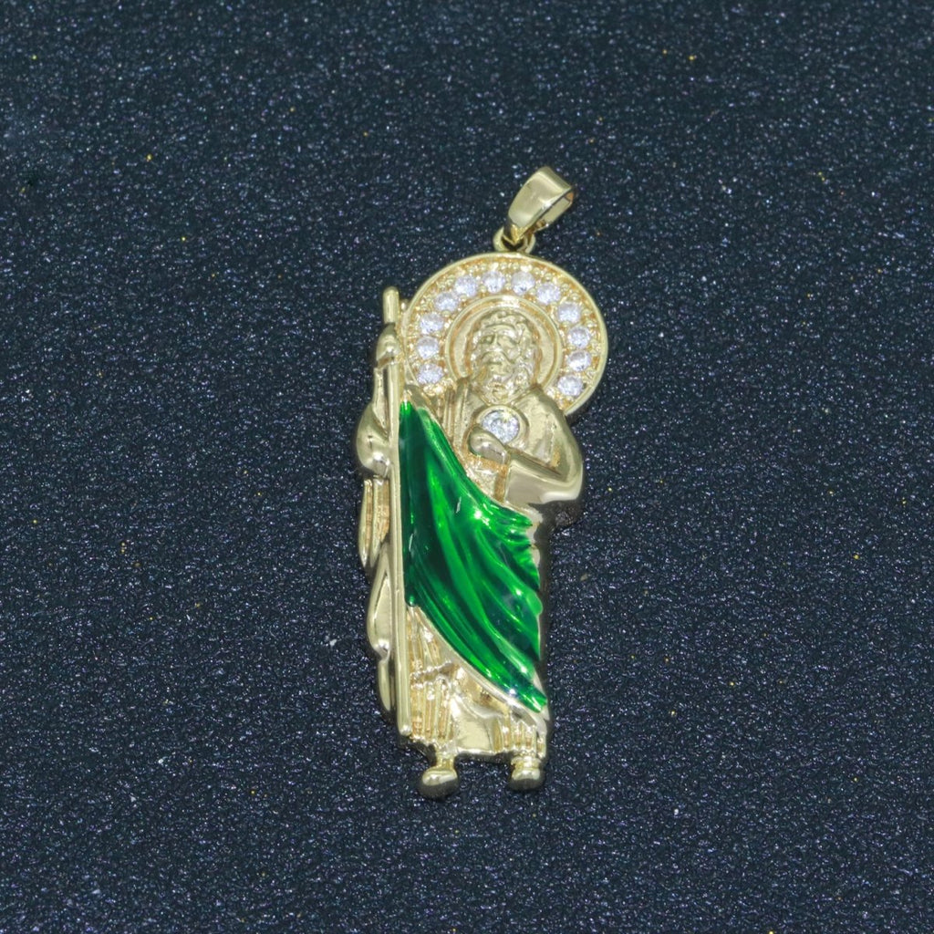 14K Gold plated Figure San Judas Charm Saint Jude Pendant Hope Saint Pendant N-1332 - DLUXCA